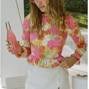 SABO Mica Shirred Women Top Floral Australia Multicolor Cotton Size L A003300